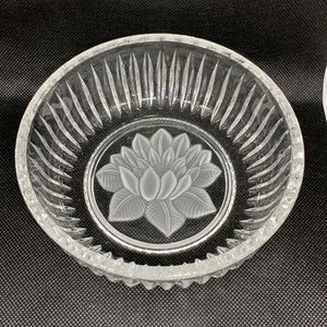 Vintage West Germany hand cut crystal trinket tray or small bowl dish, Lotus